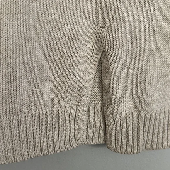 Brochu Walker women oatmeal crewneck knit pullover sweater with front left slit